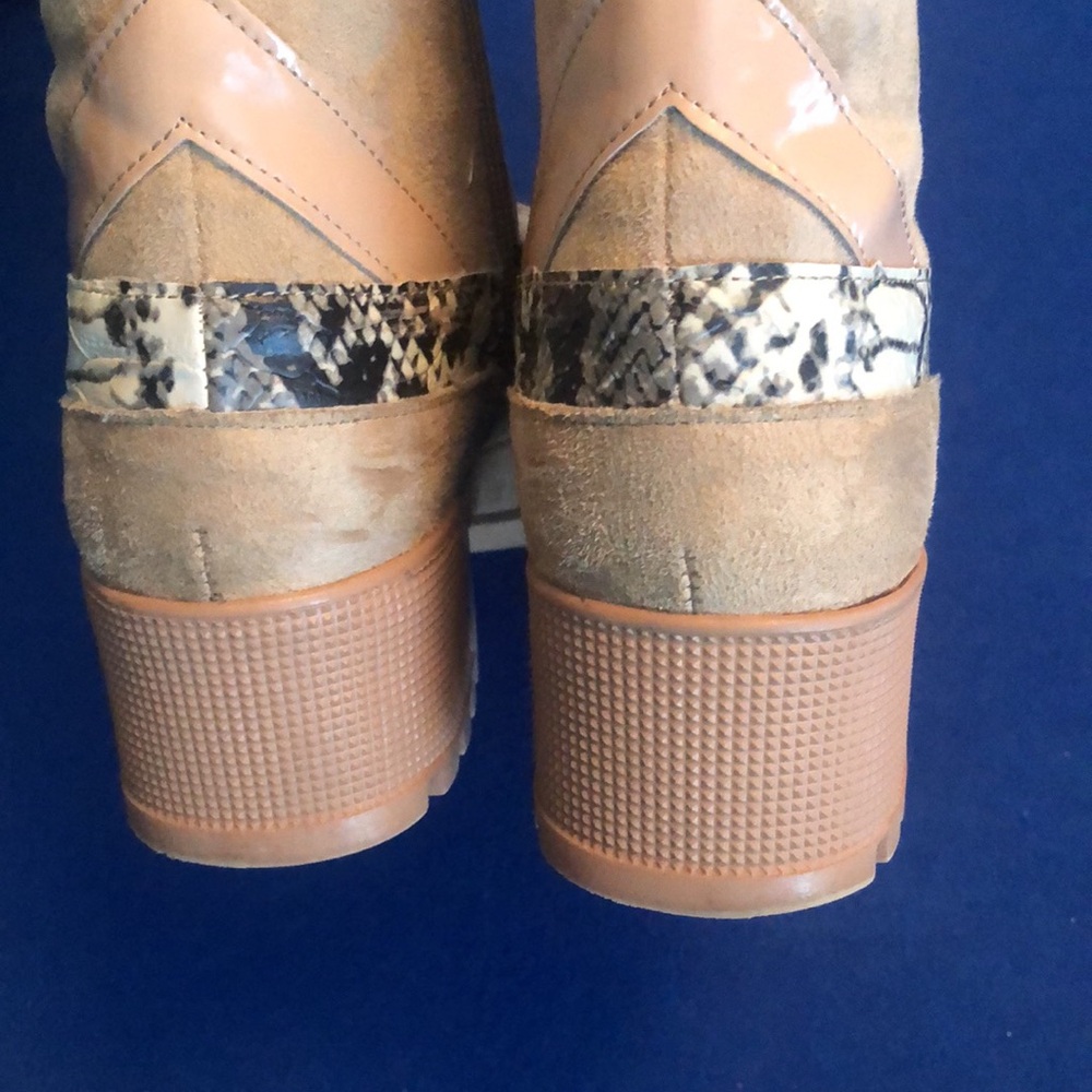 Cape Robbins Zipper Print & Tan Lace-Up Knee-High Boots - Picture 12 of 13